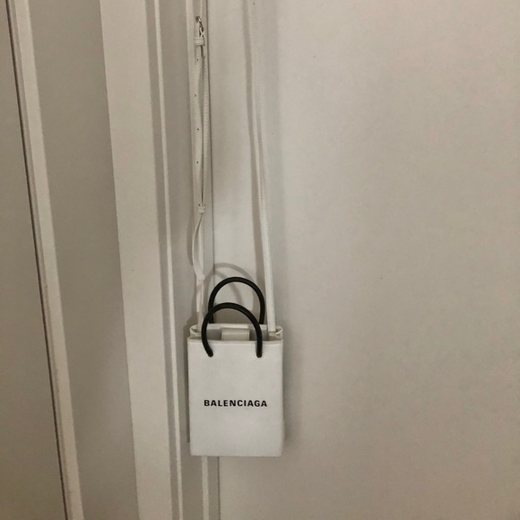 BALENCIAGA White Shopping Phone Holder - Picture 2 of 5